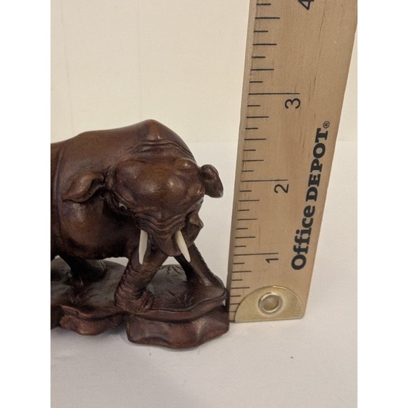 Vintage Dark Hardwood Elephant Parade Sculpture Carving 3 Elephants 9" Display - Picture 14 of 16
